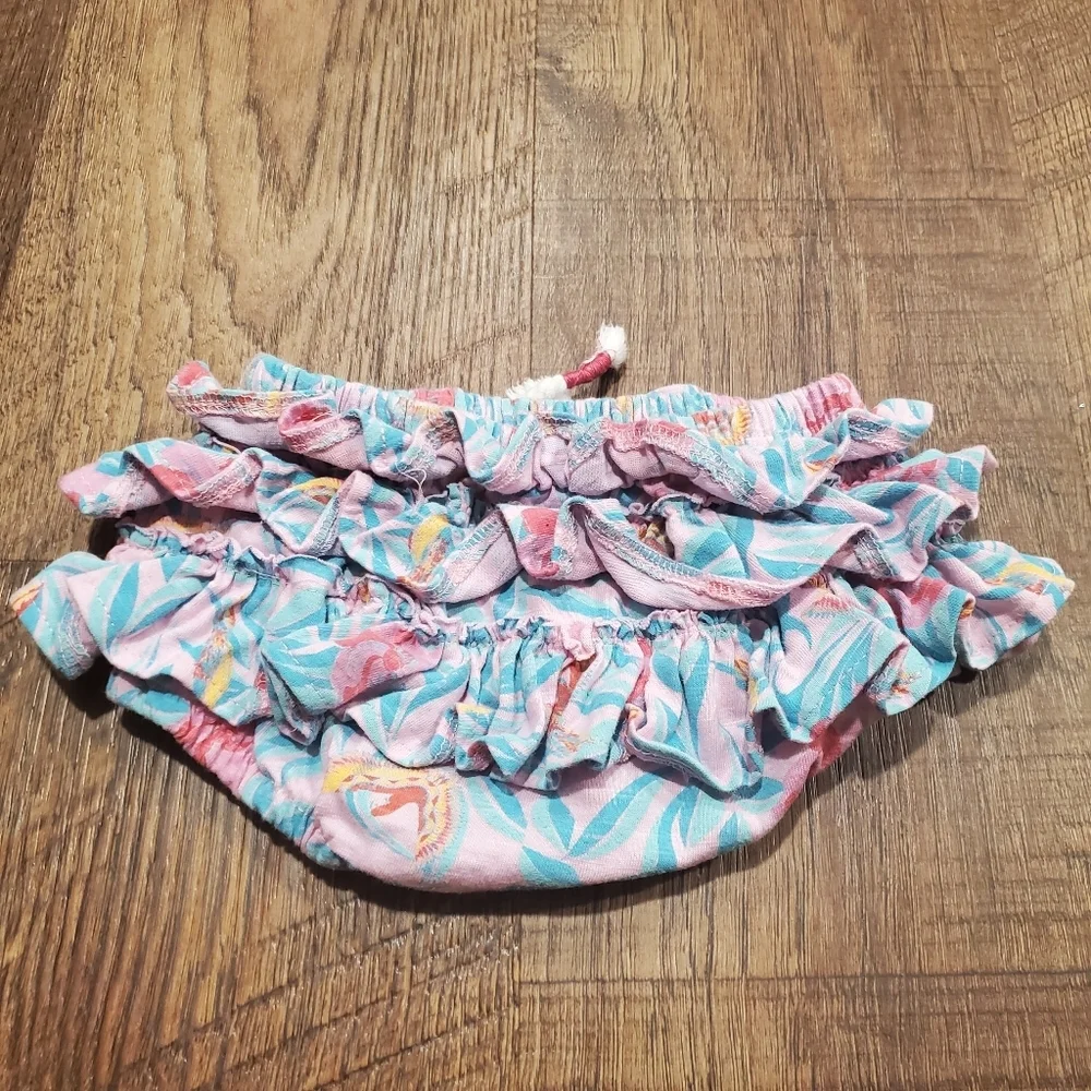 Jessica Simpson Baby Girl Striped Tee Shirt Top Ruffle Shorts Tropical Bird 3-6M